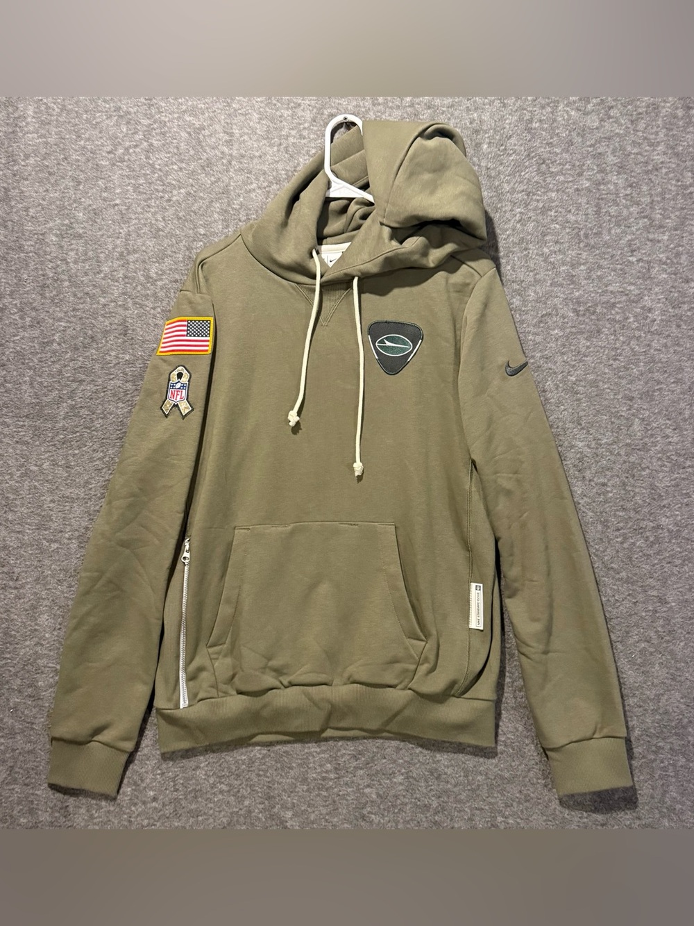 Nike New York Jets Salute to Service Hoodie Mens S Olive Green Dri Fit NFL NWT